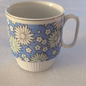 Floral Blue and White Ceramic Mug